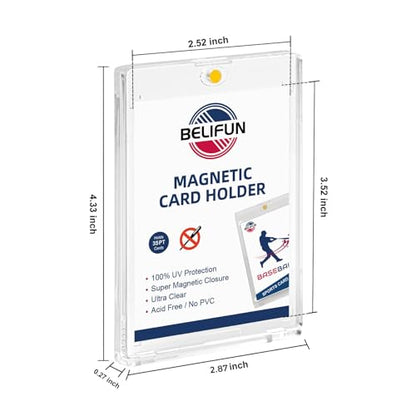 20-Pack One Touch Magnetic Card-Holders - 35PT Trading Card Holders, UV Protection Clear Acrylic Card Cases, Card Protector for Game, Baseball Sports Cards, Fit for Standard Cards Storage and Display - size: 20ct 35PT One Touch Card Holder