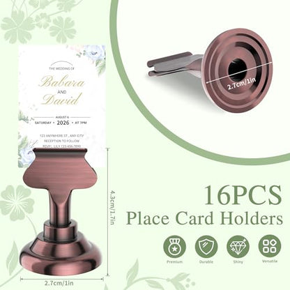 Urban Deco 16PK Table Number & Place Card Holders - 1.7 Inch Steel Holders for Photos, Food Signs, Memo Notes, Weddings, Restaurants, Birthdays (Copper) - color: Copper