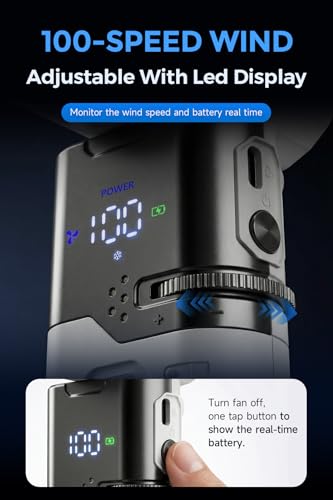 Portable Handheld Fan with Cooling Plate, Personal Fan with Retractable USB-C Cable, 6000mAh Rechargeable, Powerful 100-Speed Wind, LED Display,135° Adjustable-Cooling on Table/Neck/Travel/Camping - color: White