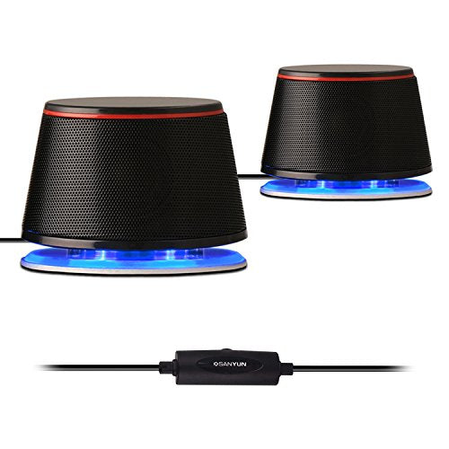 Sanyun SW102 Computer Speakers, 5Wx2, Deep Bass from Compact Cabinet, Stereo 2.0 USB Powered 3.5mm Aux Multimedia Speakers, Built-in Passive Bass Radiators, PC Laptop Desktop Speakers, Black - color: Black