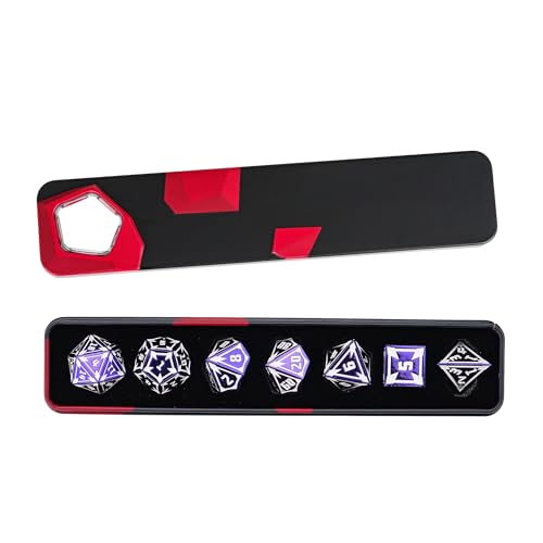 UDIXI Purple Metal Dice Set D&D Heavy Metallic DND Dice for Tabletop Games | 7-Pieces, Lozenge Pattern, Zinc Alloy Material, Gorgeous Gift Case, DM Gift, for Dungeons and Dragons Role Playing Games - color: Purple