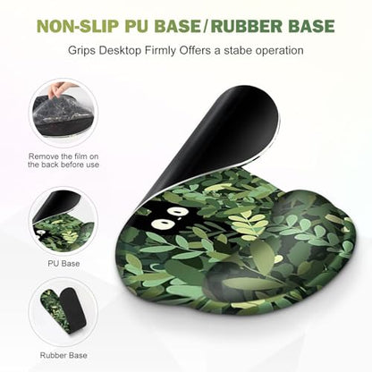 Large Desk Mat, Cute Anime Cats Gaming Mouse Pad, Desk Pad Protector, XXL Mousepad + Keyboard Wrist Rest+Mouse Wrist Rest+Coaster Set with Ergonomic Desk Pad for Home Office PC Computer, Green Leaves - color: Cute Anime Cats