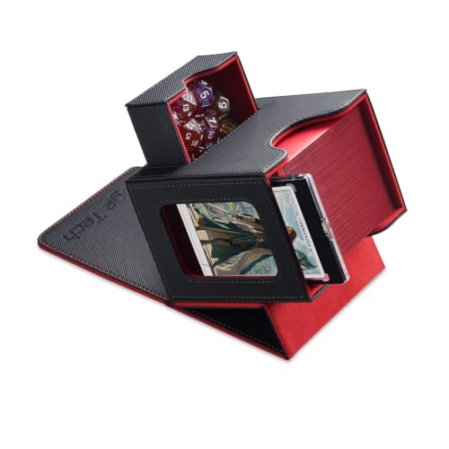 Card Deck Box for MTG Commander - Patented Design, Commander Display, Fits 100 Double-Sleeved Cards, 35pt Card Brick & Dice Tray - Black/Red - color: 2. Ambition (Black/Red)
