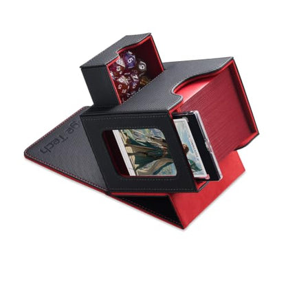 Card Deck Box for MTG Commander - Patented Design, Commander Display, Fits 100 Double-Sleeved Cards, 35pt Card Brick & Dice Tray - Black/Red - color: 2. Ambition (Black/Red)