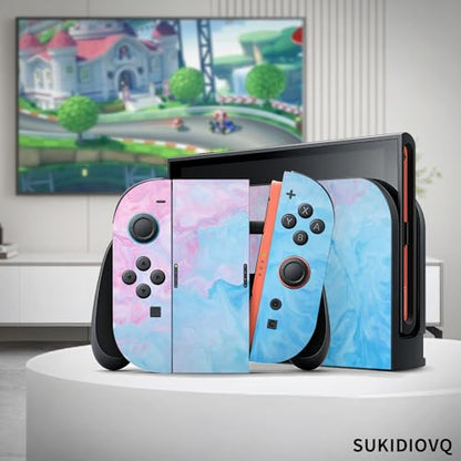 for Nintendo Switch 2 Skin Wrap Cover Decal Sticker Wrap Vinyl Mixed-Color Pattern (Blue-Pink) - color: Blue-Pink