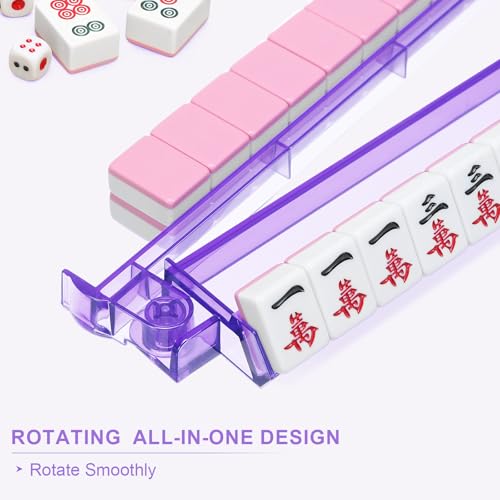 Mahjong Racks with Pushers 4PCS Set Majiang Tile Holder Acrylic Mahjong Racks Accessories and Gifts - color: Deep Purple