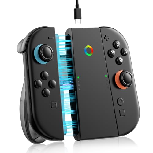 ALAFLY Charging Grip Stand for Nintendo Switch 2 for Joy-Con [Play While Charging] Portable Joy Con Controller Grip Charger with Indicators for Switch2, Translucent black - color: Translucent black