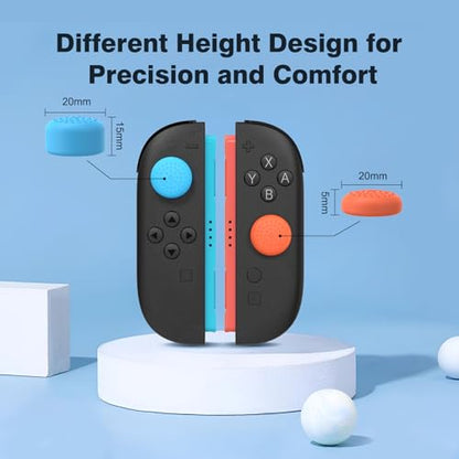 8 Pack Thumb Grips Compatible with Nintendo Switch 2 (2025), WEOTOO Thumb Grip Caps for Switch 2, Enhanced Gaming Grip Set, Joycon Grip Button Stick Cover, Improve Control and Guard Joystick Wear - color: Blue, Orange and Black