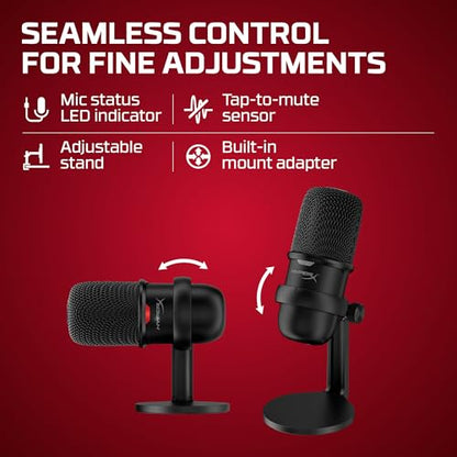 HyperX SoloCast USB Condenser Microphone Tap-to-Mute Sensor Card for Gaming Streaming Podcasts Twitch YouTube Discord - Black (Renewed)