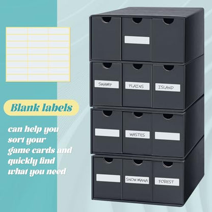 Cholemy Trading Card Storage Box Card Organizer 15000+ with 70 Cardboard Storage Divider, Label Sticker for Collection Compatible with Tcg, Sport Cards(4 Row, 3 in A Row,Black) - size: 4 Row, 3 in a Row