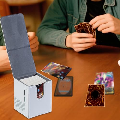 Card Deck Box Fits for YGO MTG,100+ Card Storage Box Trading Games PU Leather Storage Premium Deck Case (Game White) - color: Game White