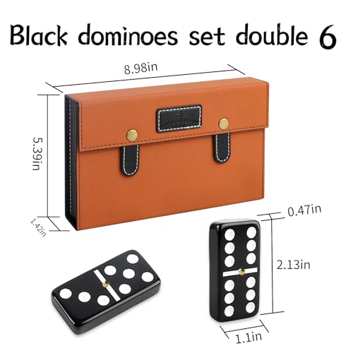 Bucher&Rossini Dominoes Set Double 6 - Classic Black Domino's Game Set for Adults and Kids Idea Gift Present for Domino Players or Family Game Night (Black Tiles) - color: Black New - Double 6