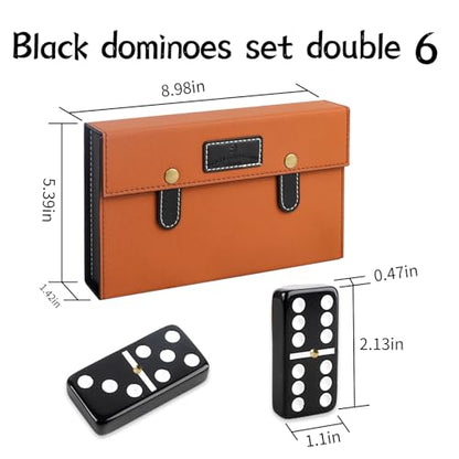 Bucher&Rossini Dominoes Set Double 6 - Classic Black Domino's Game Set for Adults and Kids Idea Gift Present for Domino Players or Family Game Night (Black Tiles) - color: Black New - Double 6