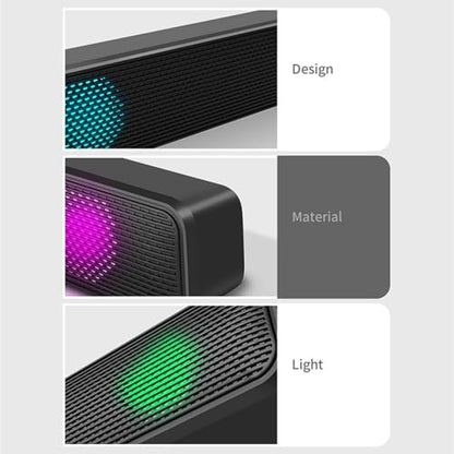 Wired Computer Speakers for Desktop Soundbar for Tv Pc Laptop Gaming Speakers Built-in Subwoofer, RGB Lighting, USB Speaker Sound Bar for Pc Computer Sound Bars for Smart Tv