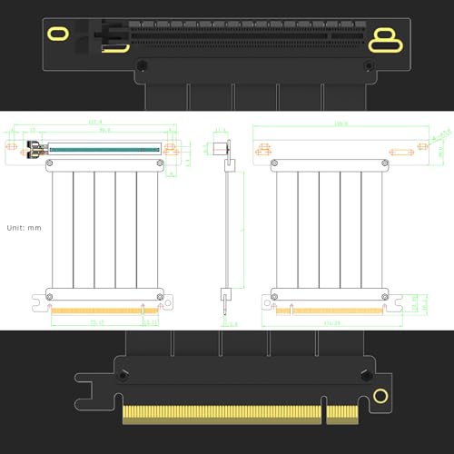 GLOTRENDS 400mm PCIe 3.0 X16 Riser Cable for Low-end PCIe 3.0 GPUs, Such as GeForce RTX 20/GTX 16/GTX 10 Series and AMD Radeon RX5000/VII/RX Vega/R9 Fury Series, etc - size: 400mm, style: 90 Degree Right Angle