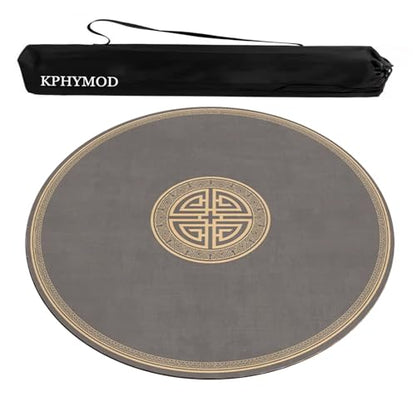 Brown Round Mahjong Mat with Carrying Bag, Anti Slip Noise Reduction Poker Card Board Tile Games Polyester Table Cover(Brown-3,37.4x37.4 in) - color: Brown-3, size: 37.4x37.4 in