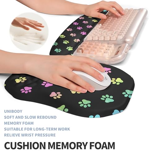 2-in-1 Ergonomic Set, Wave Keyboard Wrist Rest and Massage Slope Mouse Pad Wrist Support, Rebound Memory Foam for Relieve Carpal Tunnel Syndrome and Wrist Pain (Cute Cat Claws) - color: Cute Cat Claws