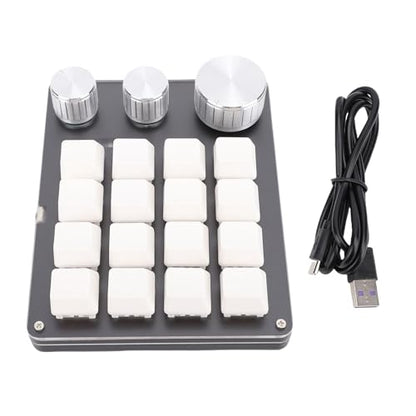 Custom Keypad Macro Pad Programmable 16 Key Wired Small Mechanical Gaming Keyboard for Copying Pasting PS Graphics (White) - color: White