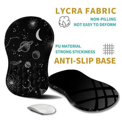 Hokafenle Ergonomic Mouse Pad Wrist Support, Wrist Rest Mousepad for Carpal Tunnel Pain Relief with Integrated Memory Foam Slope Massage Bulge (11.8x7.9 inch,Galaxy - color: KM04-Constellation Galaxy