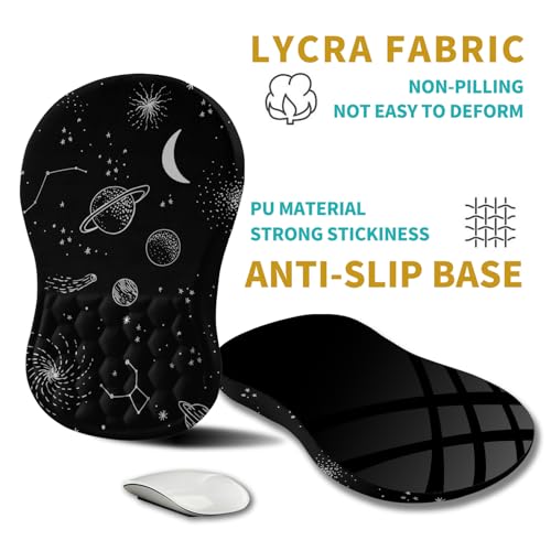 Hokafenle Ergonomic Mouse Pad Wrist Support, Wrist Rest Mousepad for Carpal Tunnel Pain Relief with Integrated Memory Foam Slope Massage Bulge (11.8x7.9 inch,Galaxy - color: KM04-Constellation Galaxy