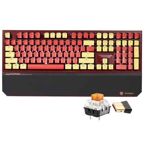 Hexgears X5 Wireless Mechanical Keyboard, Dual-Mode 2.4G/USB-C Ergonomic Full Size 108 Keys Keyboard, Kailh Box 3.0 Tactile Switch, N-Key Rollover, Backlit Gaming Keyboards with Wrist Rest (Hero) - color: Hero-X5, size: Tactile