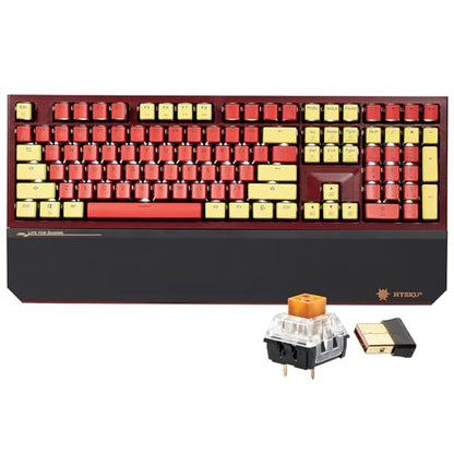 Hexgears X5 Wireless Mechanical Keyboard, Dual-Mode 2.4G/USB-C Ergonomic Full Size 108 Keys Keyboard, Kailh Box 3.0 Tactile Switch, N-Key Rollover, Backlit Gaming Keyboards with Wrist Rest (Hero) - color: Hero-X5, size: Tactile
