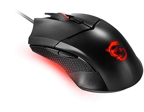 MSI Clutch GM08 - USB Symmetrical Gaming Mouse, Red LED, Optical Sensor PAW 3519 (4200 DPI), Switch up to 10 mln Clicks, Adjustable Weight System, Black - size: Simmetrico, style: Wired (symmetric)