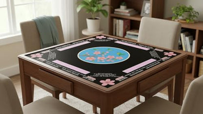 American Mahjong Mat with Rules Printed (33x33, 2.5mm Thick, Hummingbird Black) Mahjong Mat for Table w/Bag, Crease-Proof Waterproof Non-Slip, Soft Mahjong Table Mat, Noise Reduction - color: Hummingbird Black Mat