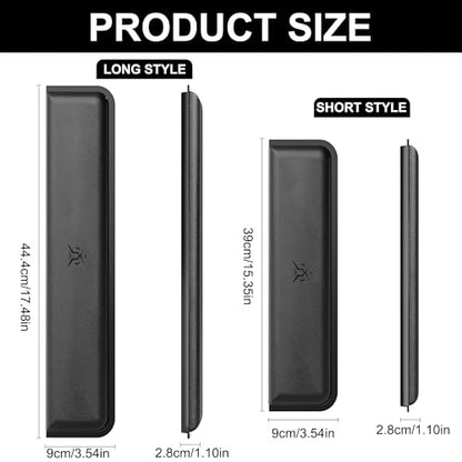 Computer Keyboard Wrist Rest Pad, Ergonomic Soft Memory Foam Wrist Support w/Anti-Slip Rubber Base, Black (Protein leather, 17.48 in*3.54 in*1.1 in) - size: 17.48 in*3.54 in*1.1 in, style: Protein leather