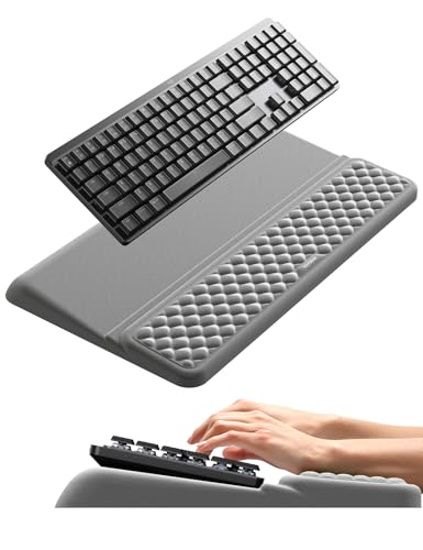 Vaydeer Wrist Rest with Keyboard Stand, Computer Wrist Support Pad, Ergonomic Keyboard Riser Holder Lifter Tray with Wrist Pad, Soft Memory Foam Desk Cushion, Palm Hand Typing for Office Home School - color: Gray, size: Large