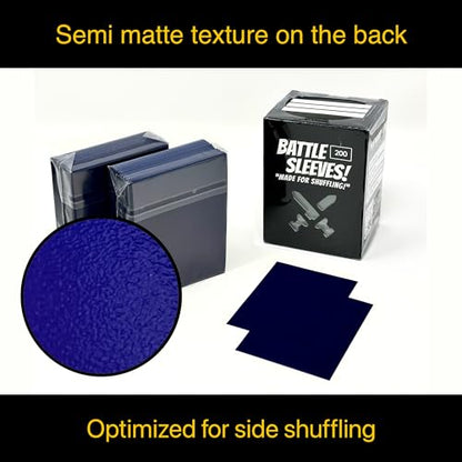 Battle Sleeves! Semi Matte for Standard Sized Trading Cards | Super Easy to Shuffle! | 200 Count | Blue - color: Blue