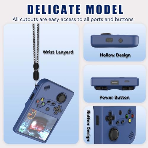 Silicone Case for RG40XXV Retro Handheld Game Console with Lanyard | Anti-Scratch Washable Soft Protective Case for Anbernic RG 40XXV Accessories - color: Blue