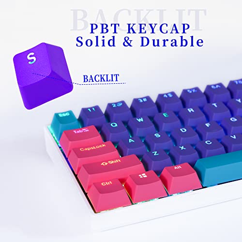 CJXSP PBT 61 Keycaps 60 Percent, Gaming Keycaps OEM Profile Backlit Keycap Set for 60 Percent Cherry MX Mechanical Keyboard ，Only keycaps (Pink Peach) - color: Pink peach