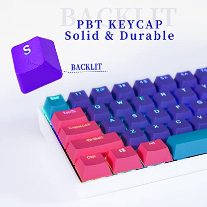 CJXSP PBT 61 Keycaps 60 Percent, Gaming Keycaps OEM Profile Backlit Keycap Set for 60 Percent Cherry MX Mechanical Keyboard ，Only keycaps (Pink Peach) - color: Pink peach