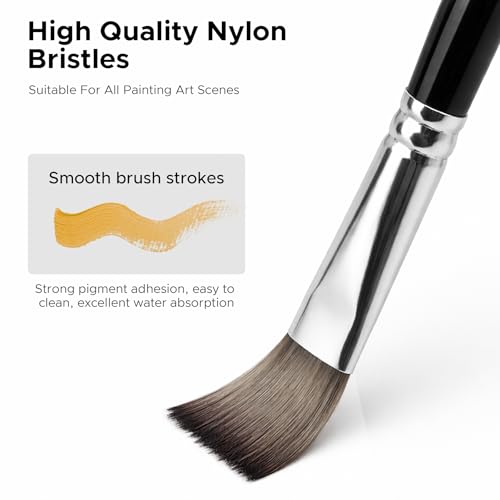 Bougimal 33 Pcs Paint Brush Set, No-Shedding Artist Paint Brushes | Paint Brush Kit with Flat Round Filbert Fan Angle Detail Brush for Acrylic, Oil, Watercolor, for Artists & Beginners (Black) - color: Black