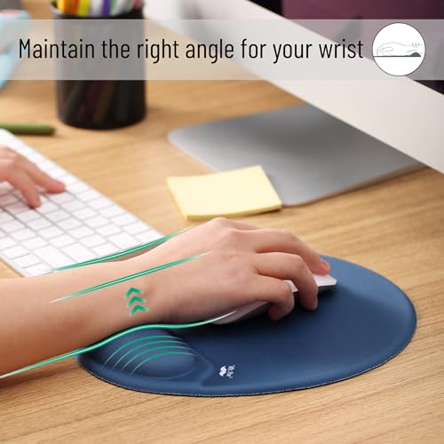 Mr. Pen- Ergonomic Mouse Pad with Wrist Rest | Breathable Fabric with Memory Foam Cushion, Non-Slip Rubber Base, Gel Mouse Pad with Wrist Support - color: Navy Blue