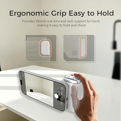 Upgraded Mag-Safe Magnetic Camera Handle Grip with Extended Magnetic Phone Mount with Carabiner & Thumb Rest, Detachable Rechargeable Shutter Remote Compatible with iPhone Pro Max for Video Calls/TK - color: White, size: ARCO Biner
