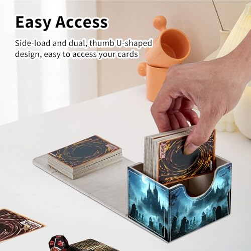 Stylish MTG Deck Box for 110+ Cards, Magnetic Commander Deck Case with Bonus Game Card Pouch, Durable Storage for TCG and Sleeved Magic Cards, Gothic Cemetery - color: Gothic Cemetery