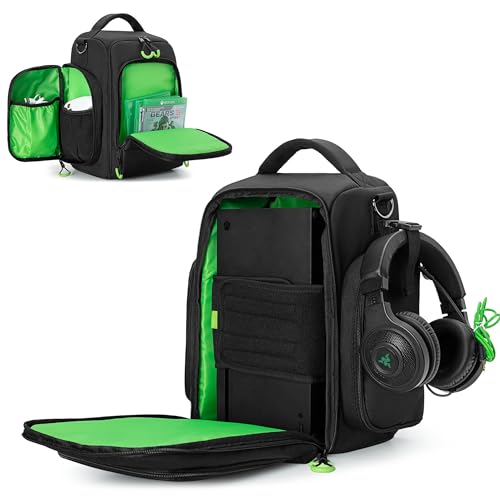 PGmoon Travel Carrying Case Compatible with Xbox Series X Console | Protective Storage Carry Bag for Controllers, Cables, Game Discs and More (Patent Design)