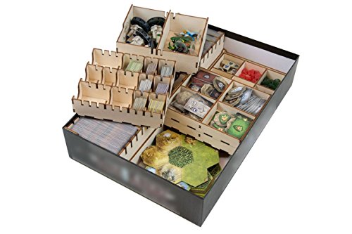 Wooden Game Organizer Compatible with Mage Knight Board Game – 5 Removable Trays for Cards and Tokens, Shades of Tezla, Krang and Lost Legion, Laser-Cut Birch – The Broken Token