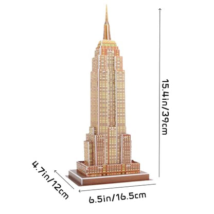 Architecture World Famous of 3D Puzzle.Build Your Own Collection of 17 Global Landmarks (Notre Dame, Colosseum) - Educational DIY Model Kit for Kids & Adults. (Empire State Building) - color: Empire State Building