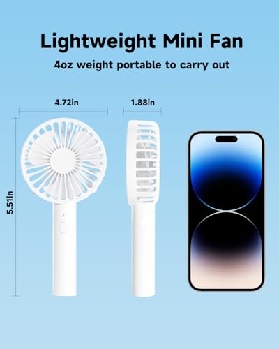 Personal Small USB Fan Rechargeable, 2-in-1 Foldable Handheld Fan Portable | 3 Gear Speeds Travel Fan Battery Powered Mini Table Fan with Lanyard for Travel Makeup Desk Girl Women Summer Gift White - color: Portable Fan