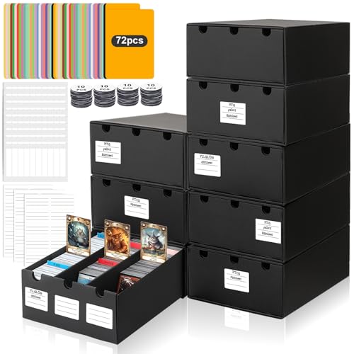 AOBOPLE Trading Card Storage Box,24000+ Cardboard Sports Card Boxes | Bulk Card Boxes with 72 Card Dividers,Labels +Tape,Stackable,Card Organizer for MTG TCG PTCG Sport Cards - color: 24000+