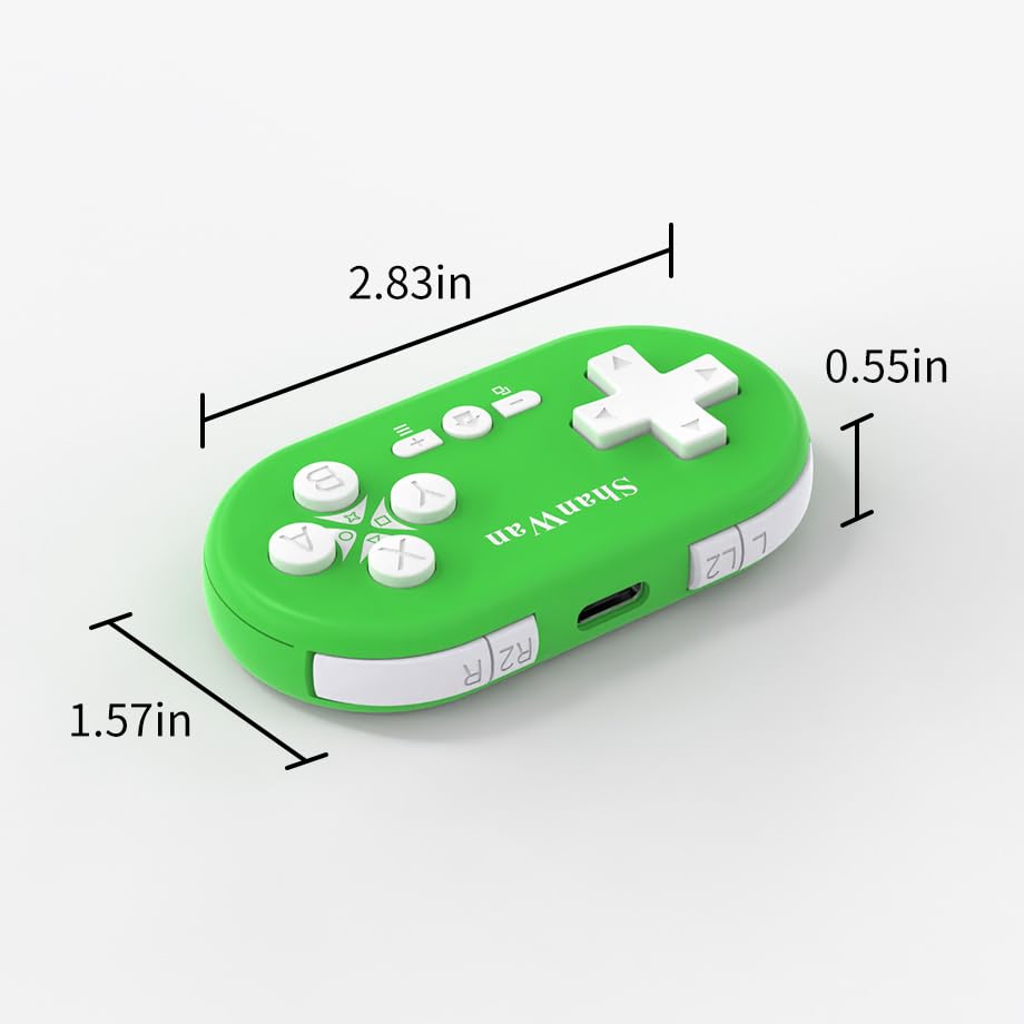 ShanWan Bluetooth Gamepad Keychain Sized Mini Controller for Switch, Windows, Android, iOS & PS4（green） - color: green