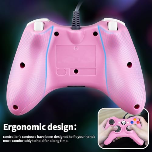 OSTENT Wired USB Controller Gamepad Joystick for Microsoft Xbox 360 Console Windows PC Laptop Computer Video Game Color Pink - color: Pink