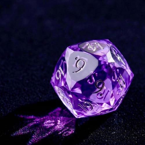 Multifaceted DND Single D20 Dice Resin Sharp Edge 20 Sided D&D Dice, 22Mm Handmade Polyhedral for Dungeons and Dragons, RPG, Roleplaying MTG Table Games - color: D20--purple