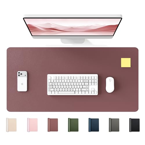 YSAGi 35.4" x 17" Large PU Leather Desk Mat for Keyboard and Mouse - Waterproof Non-Slip Desk Pad Protector for Office, Home, Writing Desk, Dark Pink - color: Dark Pink, size: 35.4" x 17"