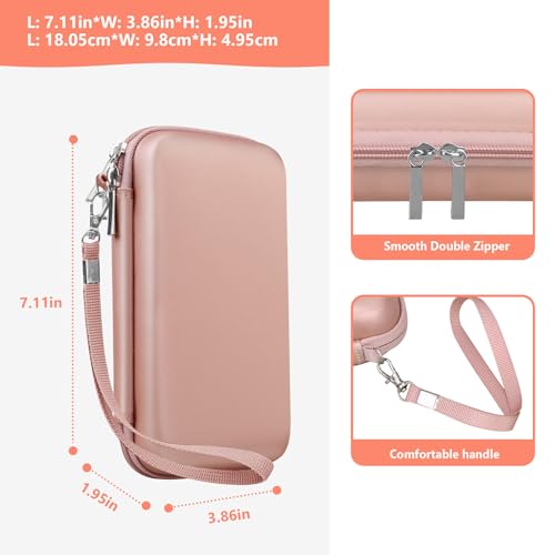 Supmay Hard Carrying Case Compatible with Nintendo DS Lite NDSL, Gameboy Advance Games Storage Holder Travel Bag with Mesh Pocket for USB Charging Cable, Stylus, Earphones, Game Cartridge, Rose Gold - color: Rose Gold+Black