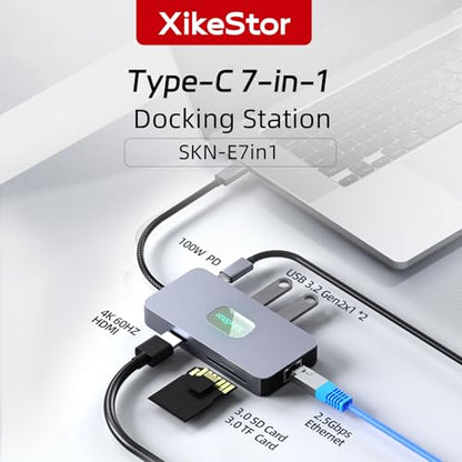 7 in 1 USB C Docking Station 2.5G Ethernet 4K60Hz HDMI | 4K@60Hz HDMI, dual USB 3.2 10Gbps, 100W PD, SD/TF reader, USB-C hub for MacBook Pro, Windows laptop, iPad, phone - color: 7 in 1 USB C Docking Station