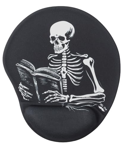 Mr. Pen- Ergonomic Mouse Pad with Wrist Rest, Grim Reader Design | Breathable Fabric with Memory Foam Cushion, Non-Slip Rubber Base, Gel Mouse Pad with Wrist Support - color: Grim Reader